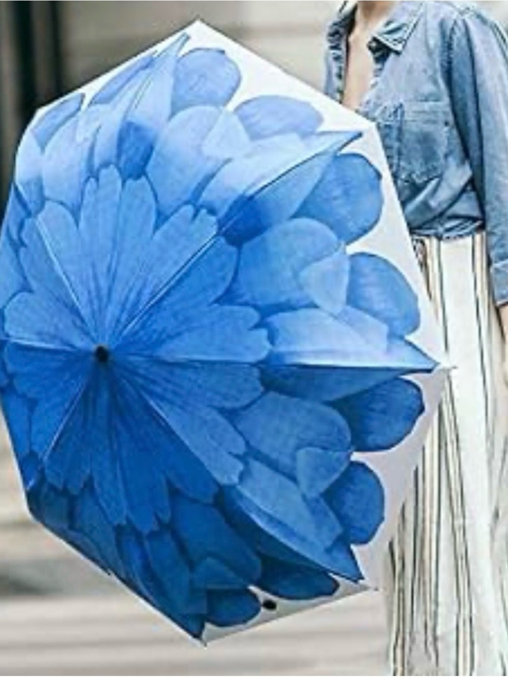 Blue Floral Compact Umbrella - Brand by Pasotti made in Italy